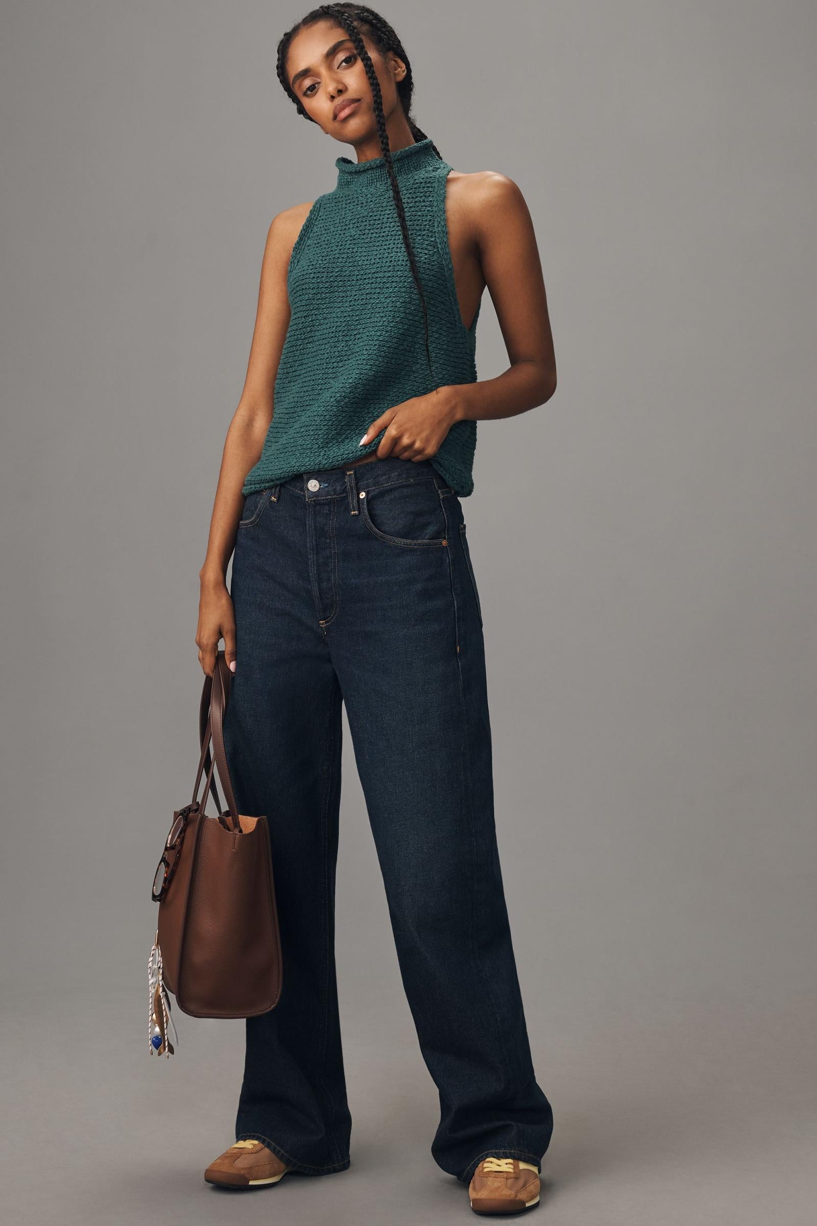 Pilcro Rolled Mock-Neck Sweater Tank