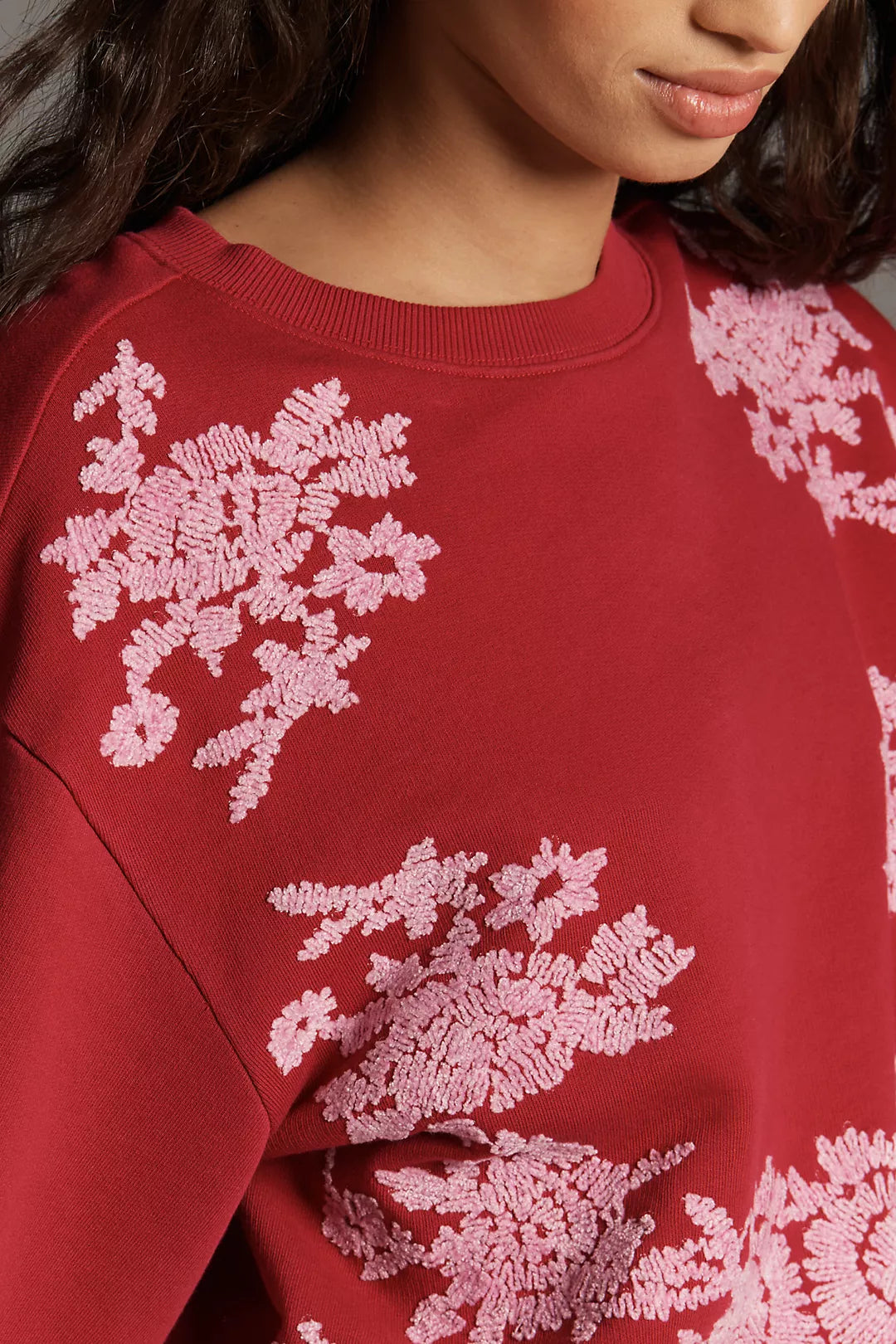 By Anthropologie Embroidered Chenille Sweatshirt