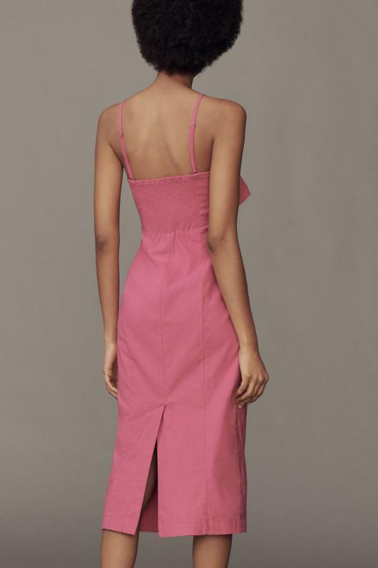 By Anthropologie Strapless Bow-Front Midi Dress