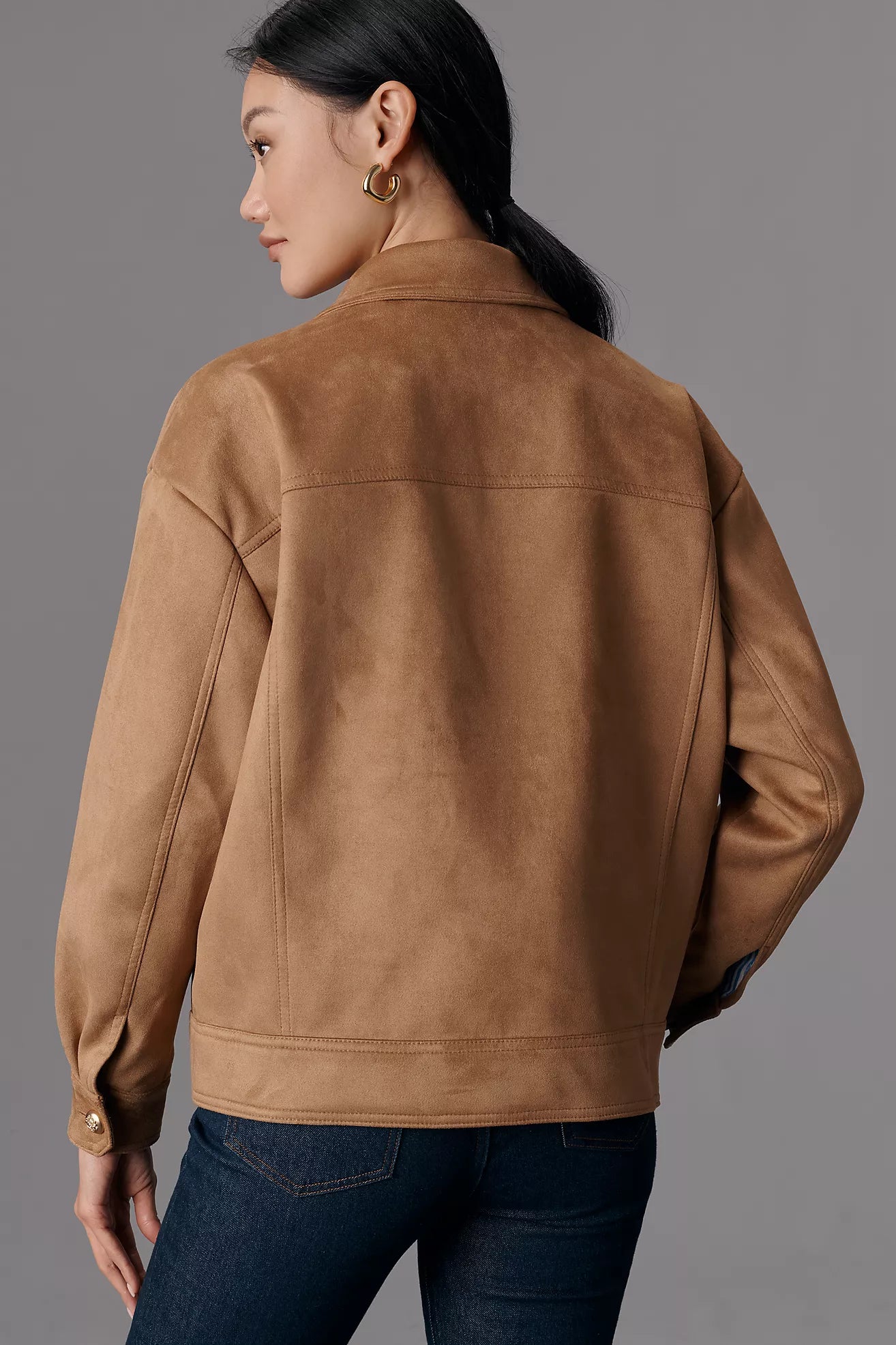 Maeve Faux-Suede Trucker Jacket