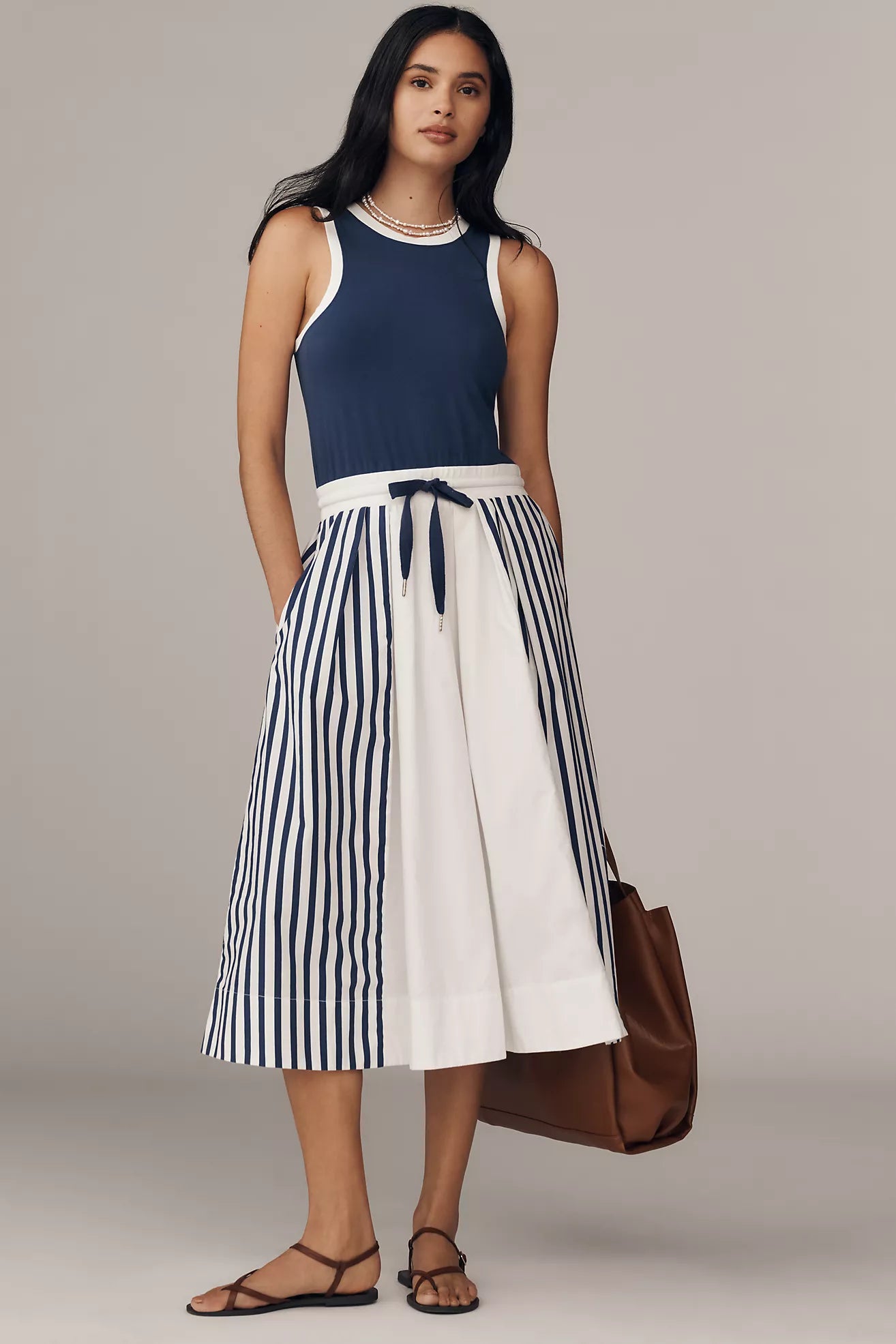 Daily Practice Drawstring Twofer Midi Dress