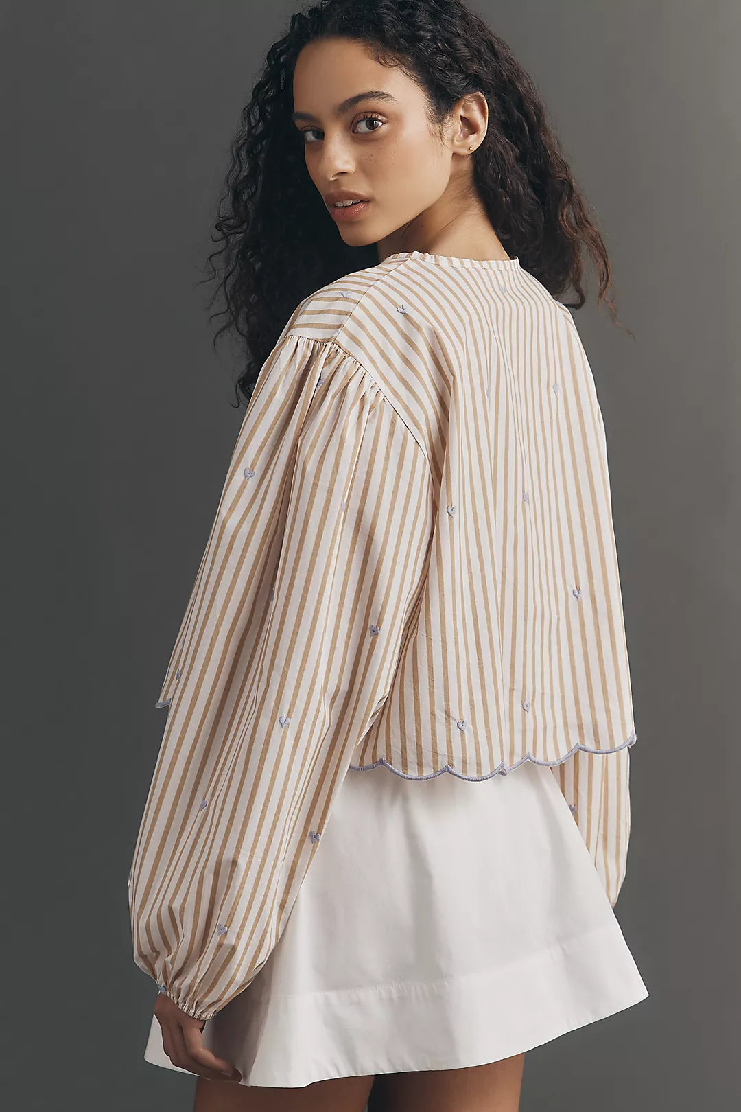 Maeve Tie-Front Puff-Sleeve Shirt