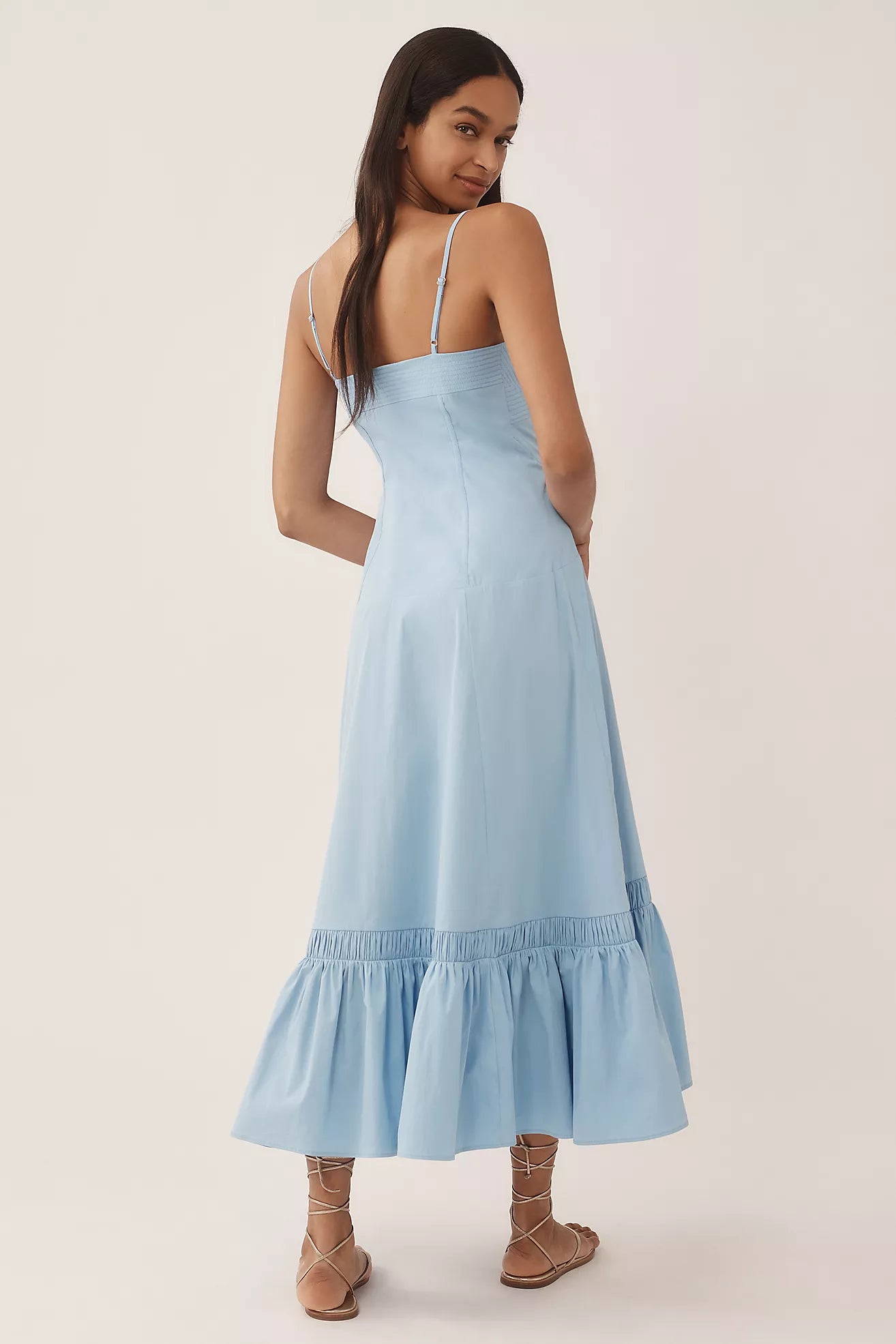 By Anthropologie Zip-Front Ruffle-Hem Midi Dress katie + hubbell By Anthropologie Zip-Front Ruffle-Hem Midi Dress katie + hubbell