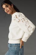 Load image into Gallery viewer, By Anthropologie Lace Cutwork Mutton-Sleeve Top
