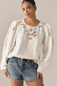 Load image into Gallery viewer, By Anthropologie Lace Cutwork Mutton-Sleeve Top
