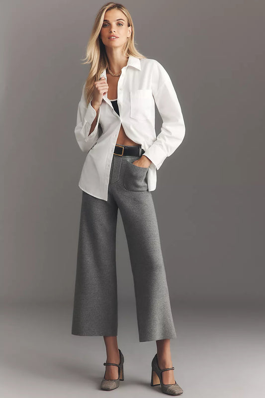The Colette Sweater Knit Crop Wide-Leg Pants by Maeve