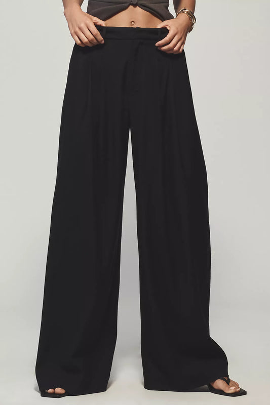 The Avery Pleated Wide-Leg Trousers by Maeve: Wool Edition