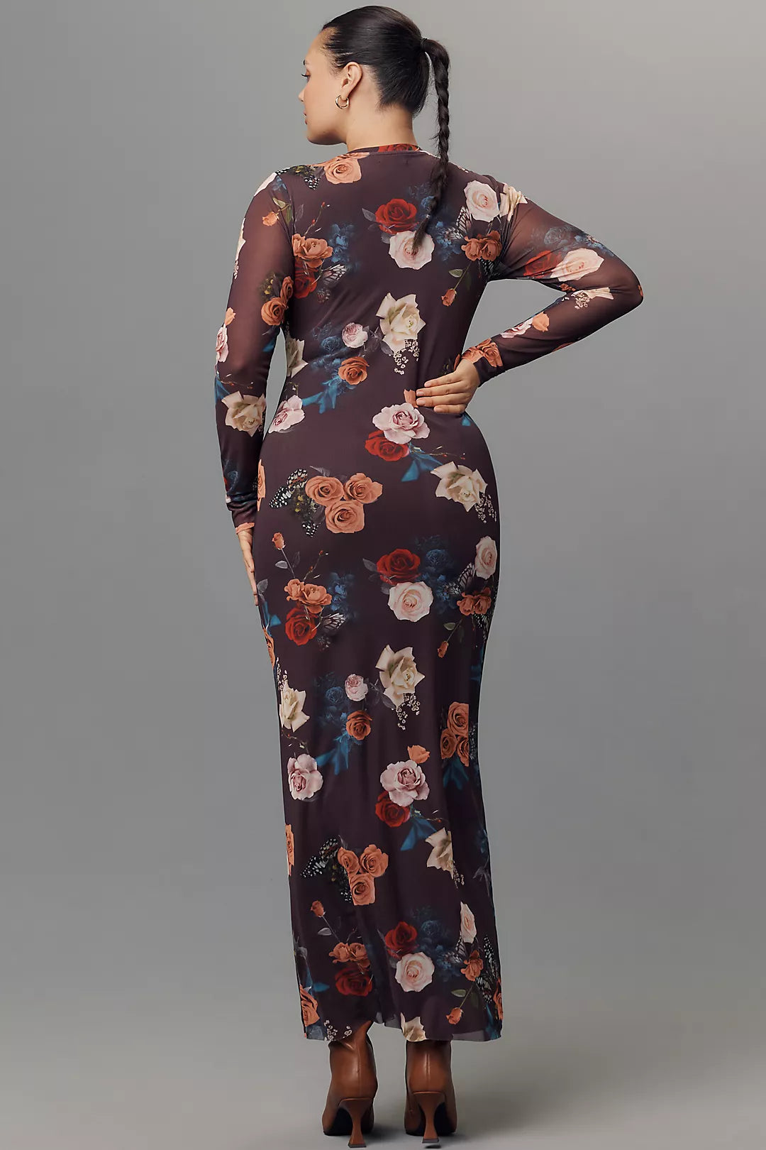 AFRM Didi Long-Sleeve Mesh Maxi Dress