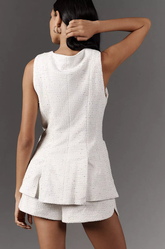 Maeve Square-Neck Tweed Vest
