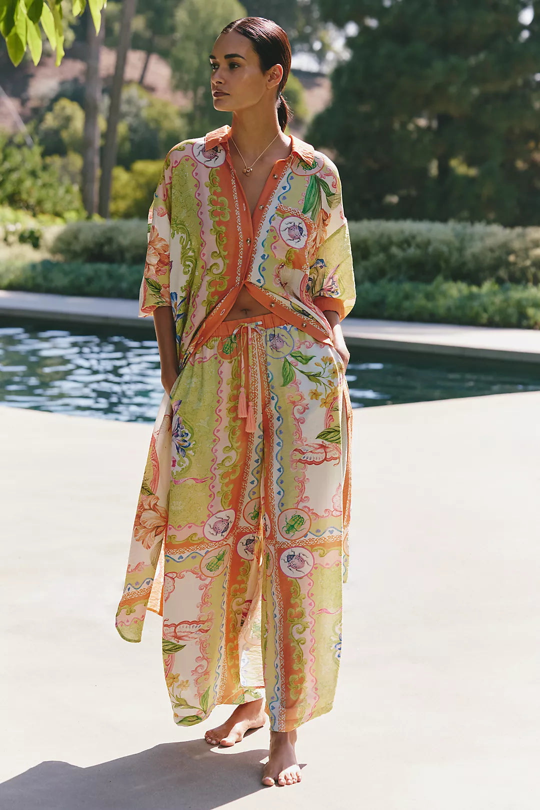 Celandine Sheer Printed Pants