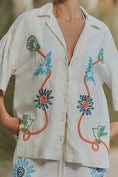 Load image into Gallery viewer, Celandine Linen Blend Embroidered Short-Sleeve Buttondown Shirt
