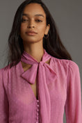 Load image into Gallery viewer, By Anthropologie Long-Sleeve Tie-Neck Swing Mini Dress
