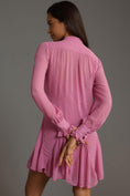 Load image into Gallery viewer, By Anthropologie Long-Sleeve Tie-Neck Swing Mini Dress
