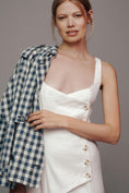 Load image into Gallery viewer, By Anthropologie Sleeveless Square-Neck Linen Button Wrap Midi Dress
