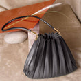 Load image into Gallery viewer, Carrie Black Pleated Vegan Shoulder Bag
