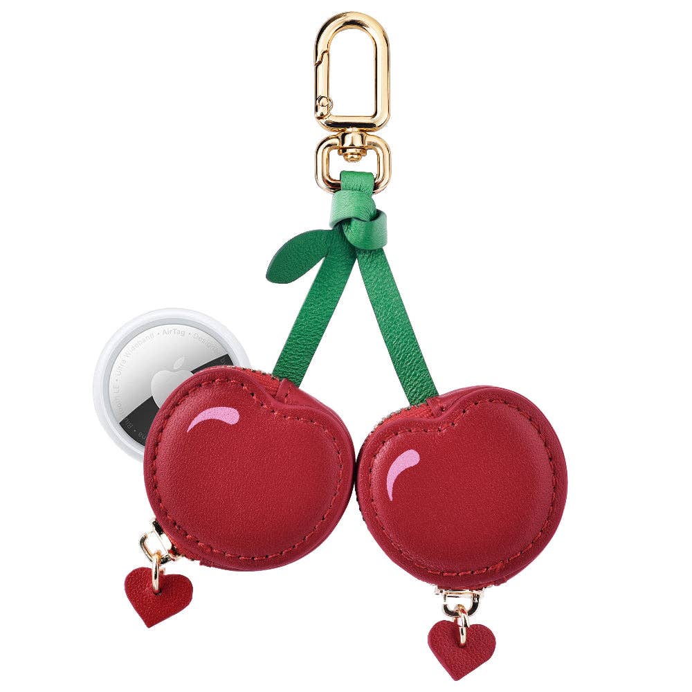 Cherry Leather Bag Charm for Airtag®: Red