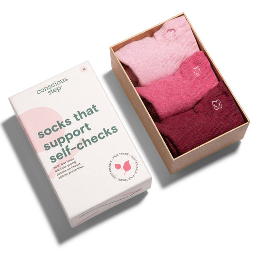 Boxed Set Ankle Socks that Support Self-Checks: Medium