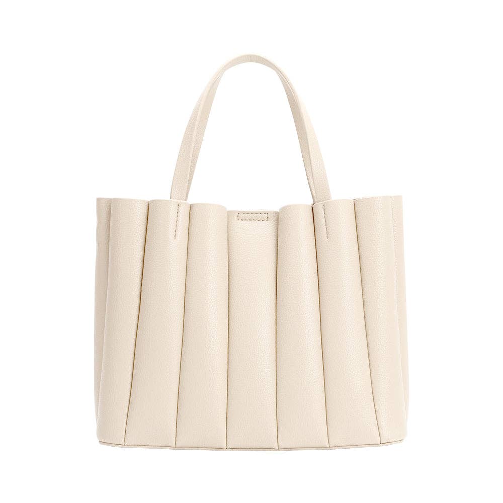 Adela Ivory Recycled Vegan Leather Tote Bag