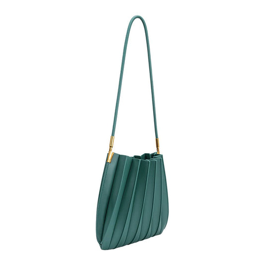 Carrie Peacock Pleated Vegan Shoulder Bag
