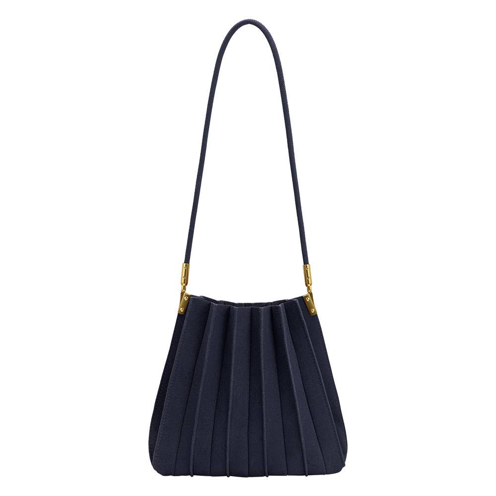 Melie Bianco Carrie Navy Vegan Suede Shoulder Bag