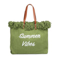 Load image into Gallery viewer, Summer Vibes Fringe Beach Tote: Sage
