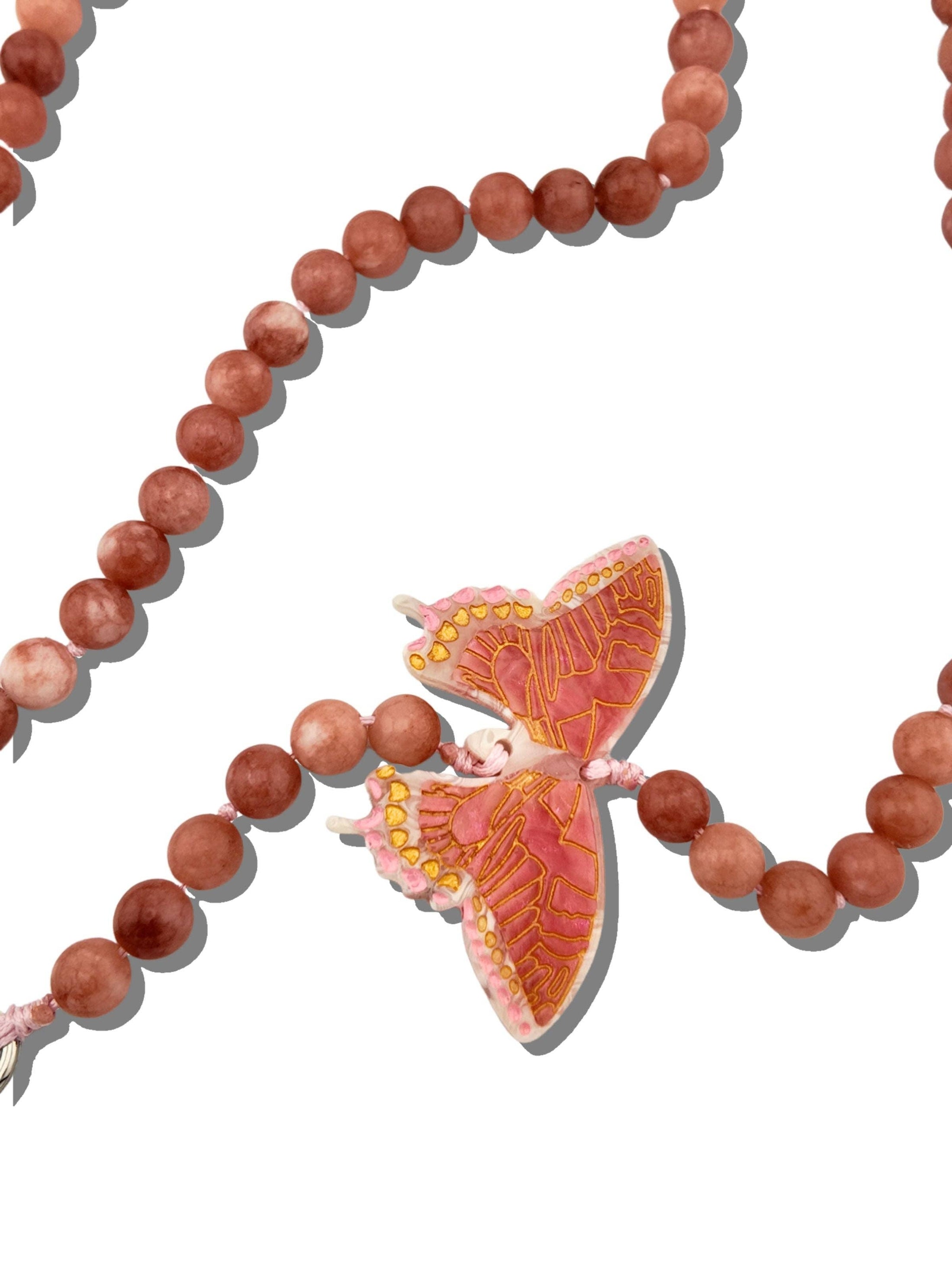 Hand-painted Swallowtail Crossbody Phone Chain: Pink