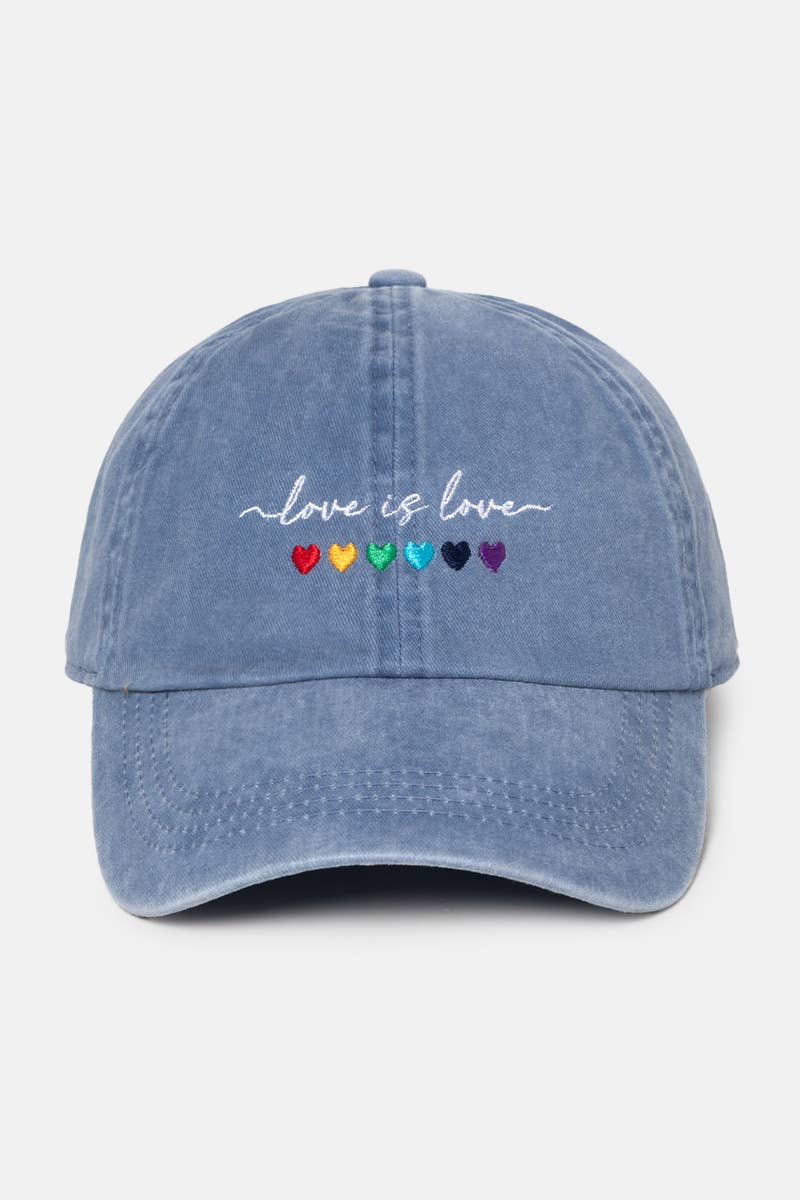 Love Is Love Baseball Cap: Denim Blue