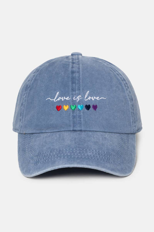 Love Is Love Baseball Cap: Denim Blue