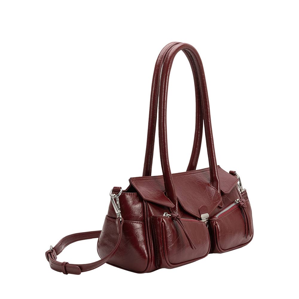 Ruthie Burgundy Recycled Vegan Leather Shoulder Bag