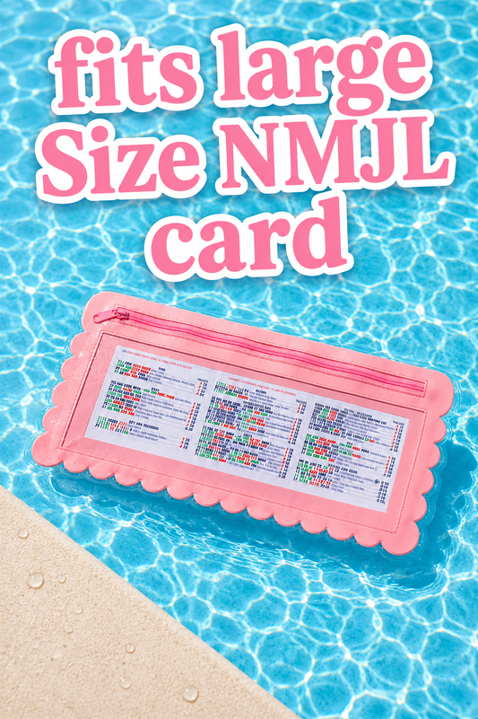 Splash-Proof Mahjong Card Holder for Pool Mahjong - Pink Scallops LARGE SIZE: One Card Holder