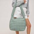Load image into Gallery viewer, Leda Quilted Nylon Puffer Hobo: Sage
