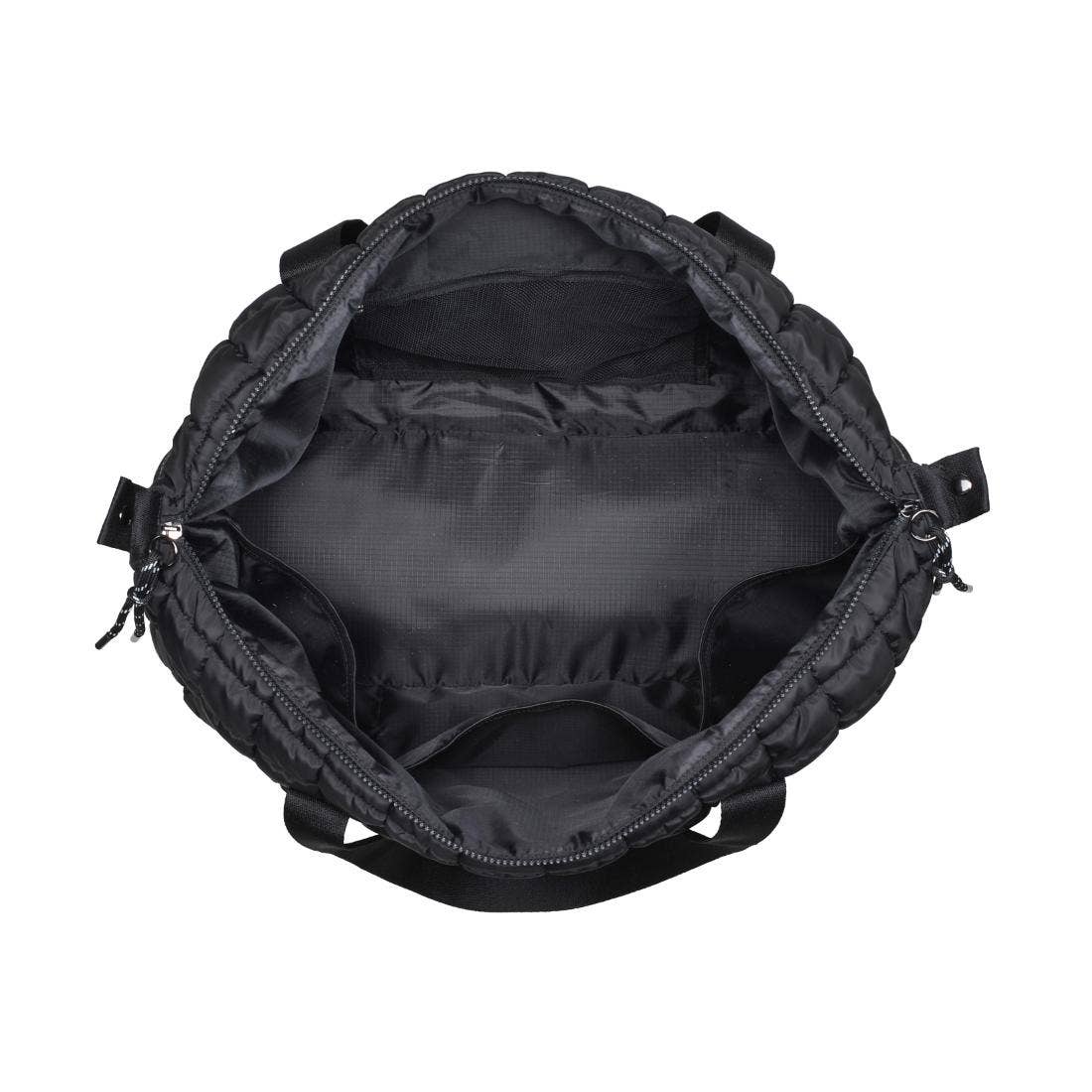 Globetrotter Quilted Nylon Puffer Travel Weekender: Black