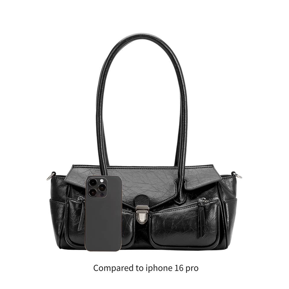 Ruthie Black Recycled Vegan Leather Shoulder Bag