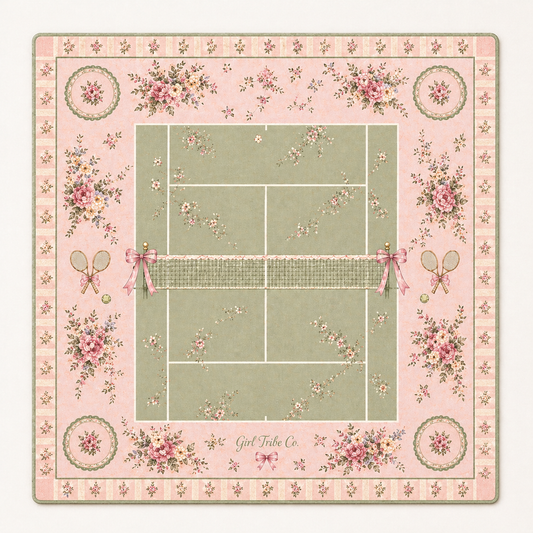 Tennis Court Vintage Floral mahjong mat 33"x33"