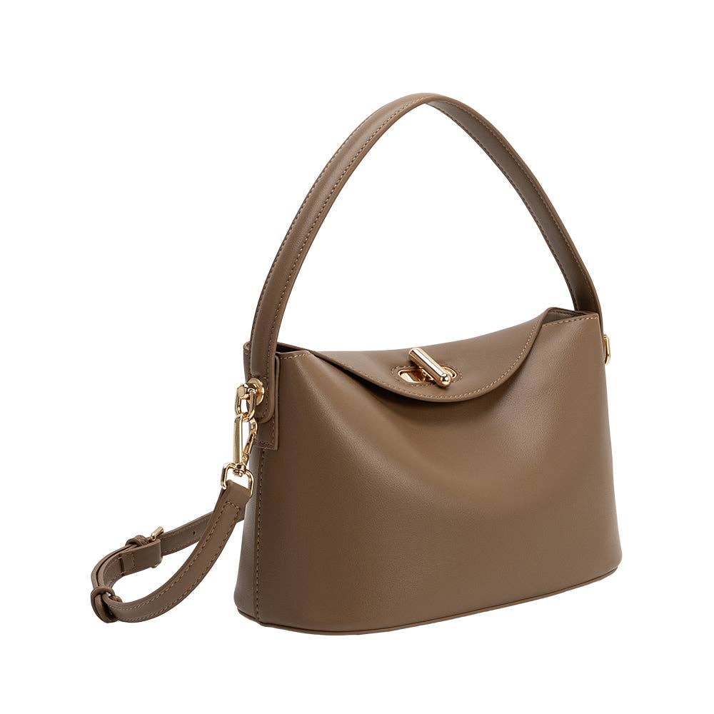 Melie Bianco Lana Taupe Vegan Leather Crossbody