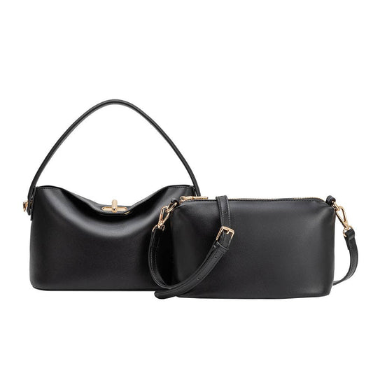 Lana Black Recycled Vegan Leather Xbody Bag