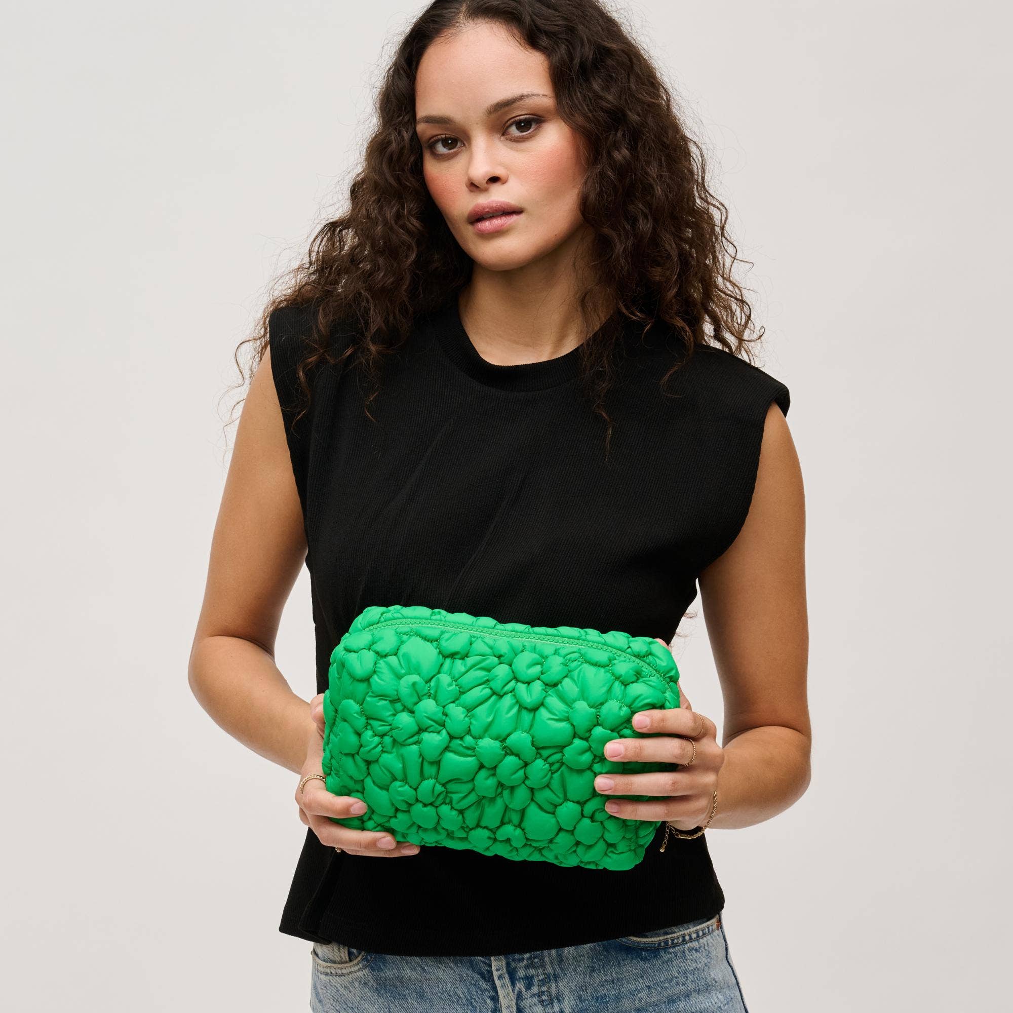 Flora Pop Nylon Cosmetic & Travel Organizer Pouch: Cream