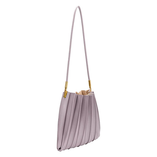 Carrie Lilac Pleated Vegan Leather Shoulder Bag